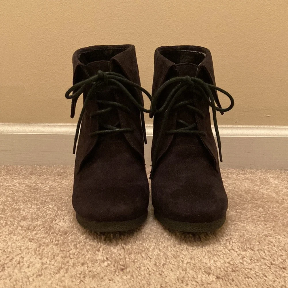 Mossimo Supply Co Black Suede Wedge Shoes - Picture 2 of 5
